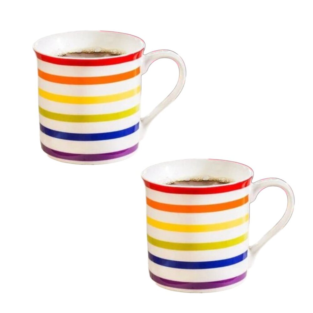 (Set of Two) Colour Stripe Rainbow Mug